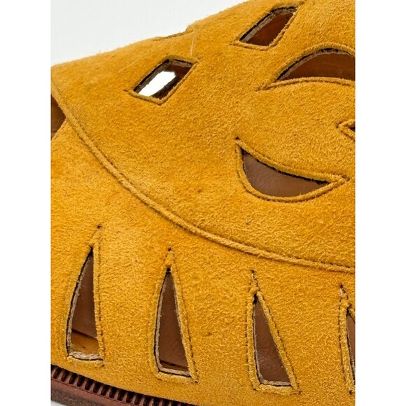 Bottega Veneta Yellow Suede Leather Slingback Strap Sandals Vintage Cutouts Flat - Picture 12 of 16